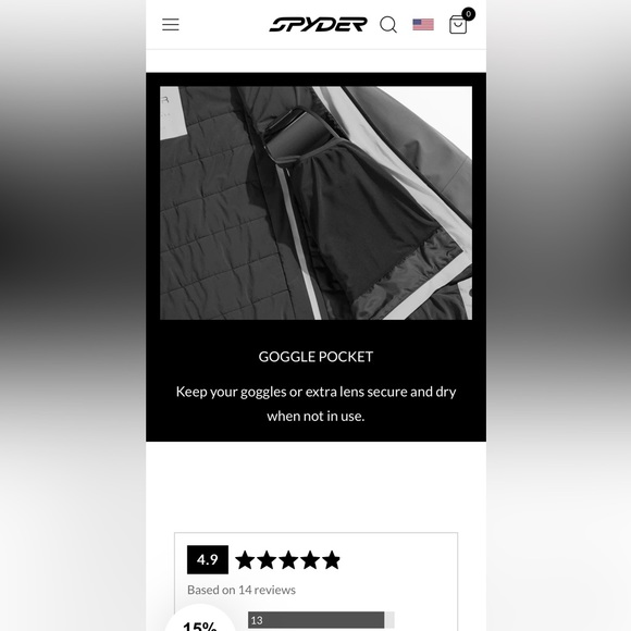 Spyder Girl’s Ski Jacket w/ tech pockets & thumb holes - Picture 5 of 9